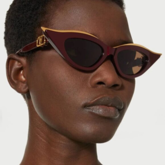 NEW VALENTINO SUNGLASSES, WOMEN BORDEAUX CAT EYE EYEWEAR VALENTINO